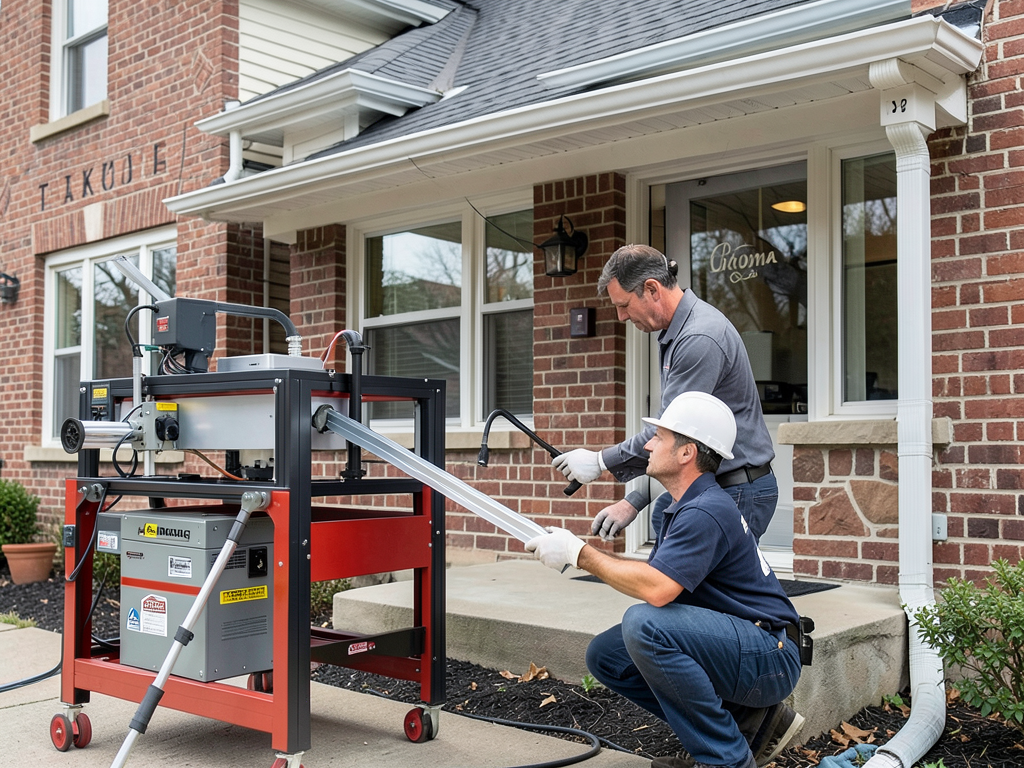 Installing seamless gutters and downspouts in tako