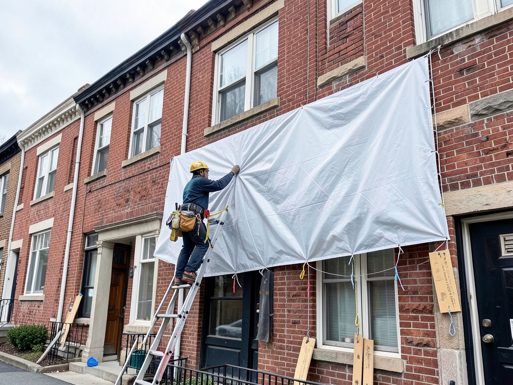 The right way to tarp a roof after a storm while w